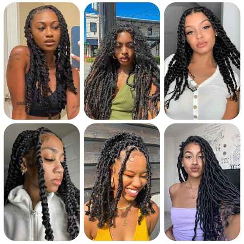 Springy Afro Twist Hair 6 Inch 7 Packs Marley Hair Pre-fluffed kinky Twist Hair for Distressed Soft Locs Pre-separated Cuban Twist for Black Women(6inch, 1b-7)