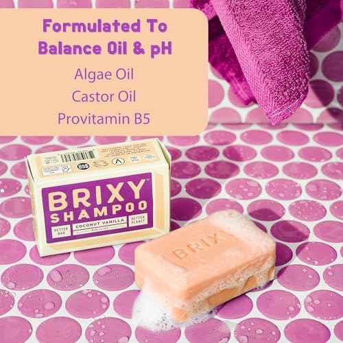 BRIXY Balance Shampoo Bar For Oily Hair | Algae Oil, Castor Oil, & Provitamin B5 | Ceramide & Niacinamide Support The Moisture Barrier | pH Balanced, Color Safe, Vegan, Made In USA