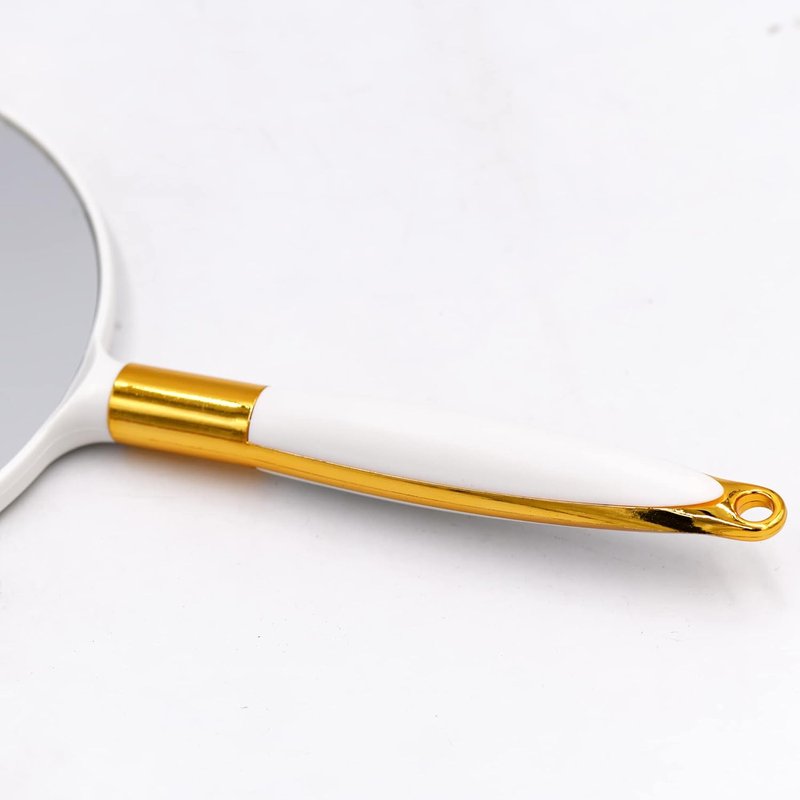Handheld Mirror for Hairdressers | 6.9 x 13 Inch White Round Design