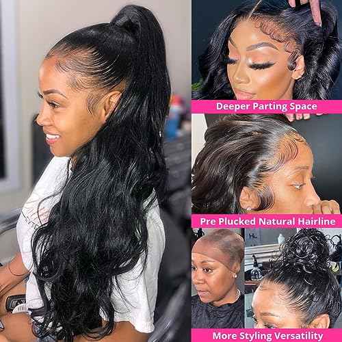 360 Lace Frontal Human Hair With Baby Hair - Body Wave Transparent HD Frontal Closure, Raw Virgin Hair, 150% Density Natural Color 18 Inch