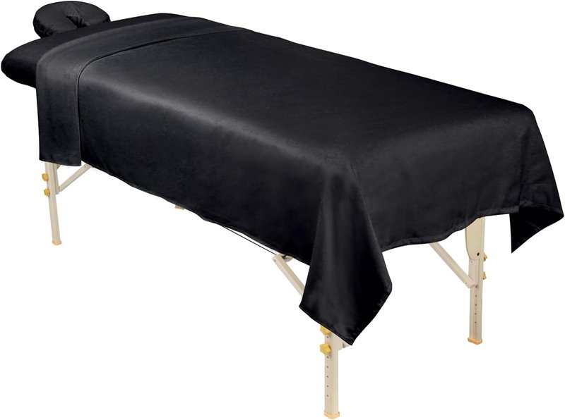 ForPro Professional Collection Microfiber Massage Sheet Set - Ultra-Light, Stain & Wrinkle-Resistant, Black | 3-Piece Set