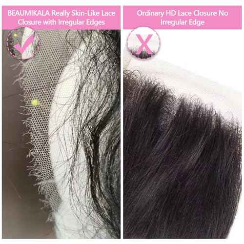 16 Inch 5x5 HD Lace Closure Only Body Wave 12A Brazilian Skin-Like Closure Human Hair 100% Virgin Remy Hair Frontal HD Lace Pre Plucked With Baby Hair Natural Black