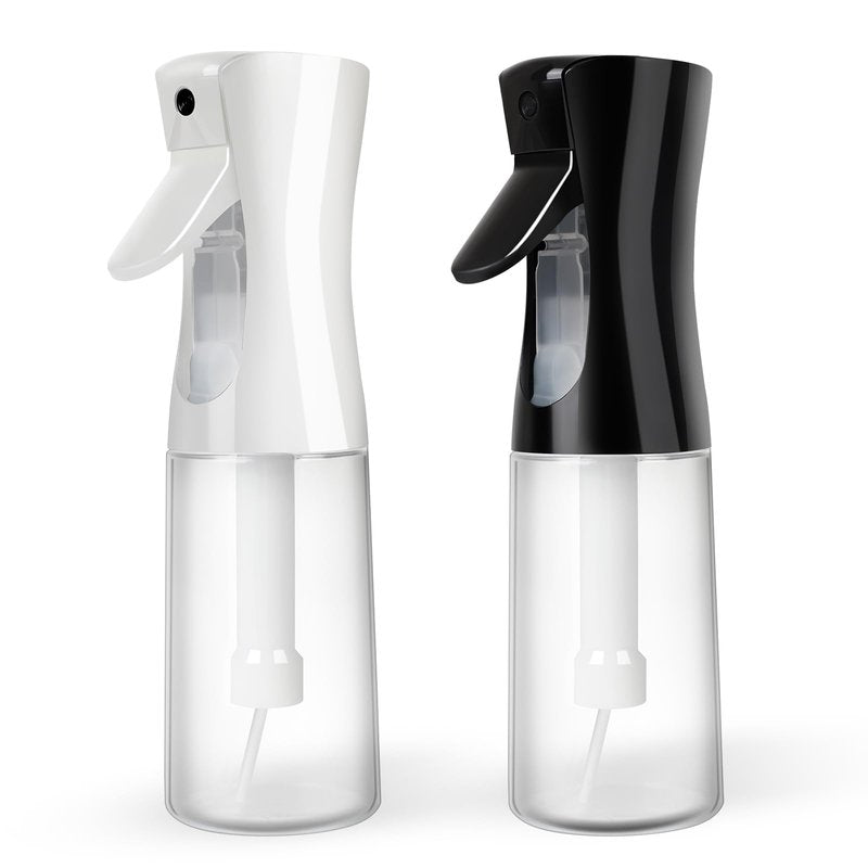 fokneko Continuous Spray Bottles, Ultra Fine Mist Sprayer, Spray Bottle For Hairstyling, Cleaning, Plants, Pets, Barbers, Salons (White & Black | 2 Pack)