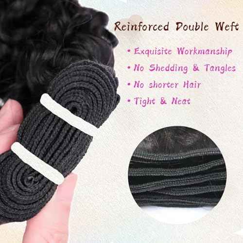 Burmese Curly Bundles Human Hair Water Wave Human Hair 100% Unprocessed Brazilian Virgin Remy Hair Bundles Quick Weave for Women Natural Black (Burmese Curly Natural Black, 18 20 22 Inch NEW)
