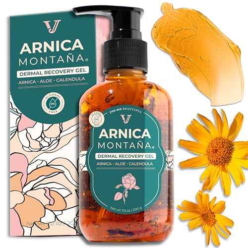 Arnica Gel For Face, Arnica Cream and Bruise Cream to Soothe with Aloe and Calendula for Face and Body, Menthol Free, Alcohol Free, 7oz Pump