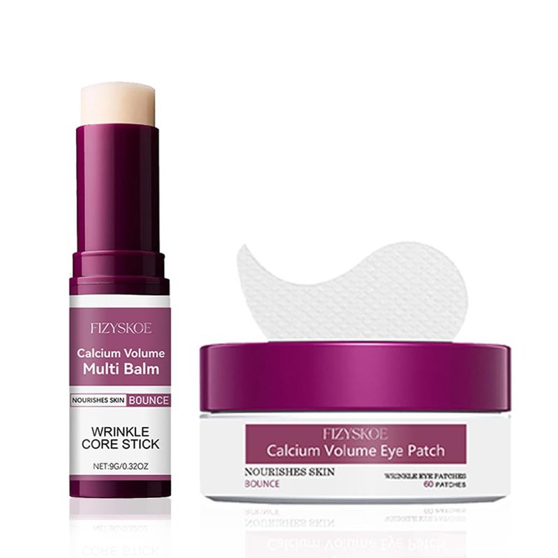 FIZYSKOE Eye Care Duo Set, Calcium Multi Balm Stick & Hydrogel Under Eye Patches 60ea (30 Pairs),Hydrating, Firming Skin, for Eye Treatment Skin Care Set (Balm Stick + Eye Patches)