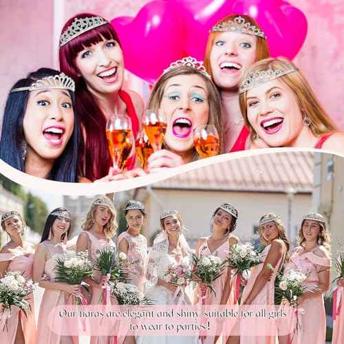 Riceshoot 50 Pcs Tiara Crowns Bulk for Women Crystal Princess Tiara Queen Rhinestone Crown with Comb Silver Bridal Wedding Headband for Women Prom Birthday Party Hair Accessory