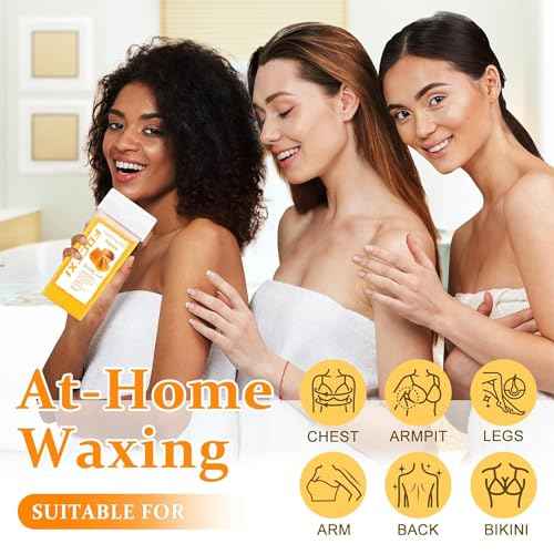 Wax Roller Kit £×ax Cartridge, Roll On Wax for Hair Removal, Roll on £×ax, 4 Honey Hair Removal £×ax Cartridge and 10 Pack Cleaning Oil Wipes for Women