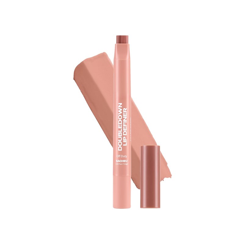 Sacheu DoubleDown Lip Definer — 2-in-1 Lip Liner & Balm — Long-Lasting Korean Make Up Lipstick with Satin Finish, Avocado Oil & Vitamin E (Off Duty)