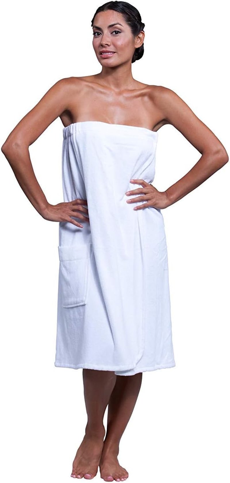 Boca Terry Women's Spa Wrap - 100% Cotton Towel Wrap for Spa, Shower & Bath | White, Medium/Large