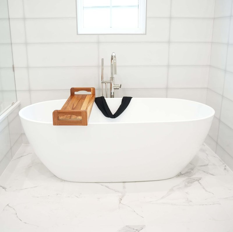 EcoDecors, 34 inch, with LiftAid Handles, Bath Tray for Tub, Bath Tub Tray Wood, Bathtub Table, Caddy for Bathtub in Natural Teak
