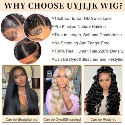 Body Wave Lace Front Wigs Human Hair Pre Plucked 22 Inch 13x6 HD Transparent Body Wave Glueless Wig 260 Density Human Hair With Baby Hair