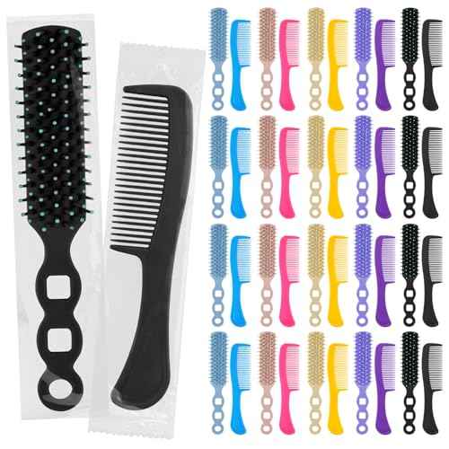 50 Pcs Hair Brush and Comb Set in Bulk for Homeless Individually Wrapped, Bulk Comb Brush Hairbrush for Women Kids Hotel Homeless Charity (Bright Color)