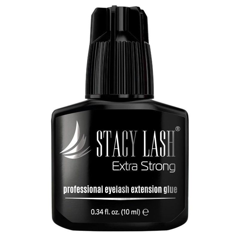 Extra Strong Eyelash Extension Glue Stacy Lash (0.34 fl.oz / 10 ml) / 0.5-1 Sec Dry/Retention – 8 Weeks/Black Adhesive