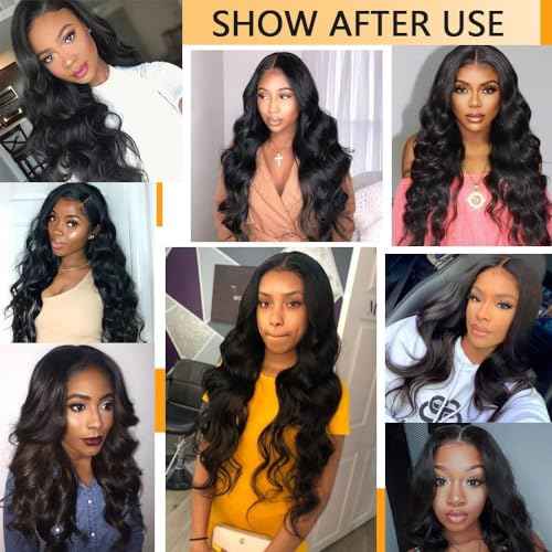 U Part Human Hair Wig Body Wave Drawstring Wig 180% Density U Part Wig Brazilian Virgin Human Hair wigs for Women Full Head Clip in Half Wigs Glueless No Leave Out Lace Front Wig Natural Color 14inch