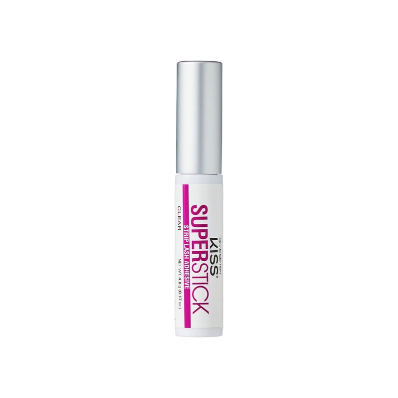 Kiss SuperStick 5-Day Extended Wear Strip Lash Adhesive, Quick Drying Lash Glue, Witch Hazel & Cactus Extract Infused, Brush Applicator, Net Wt. 4.8g (0.17 oz.), Clear