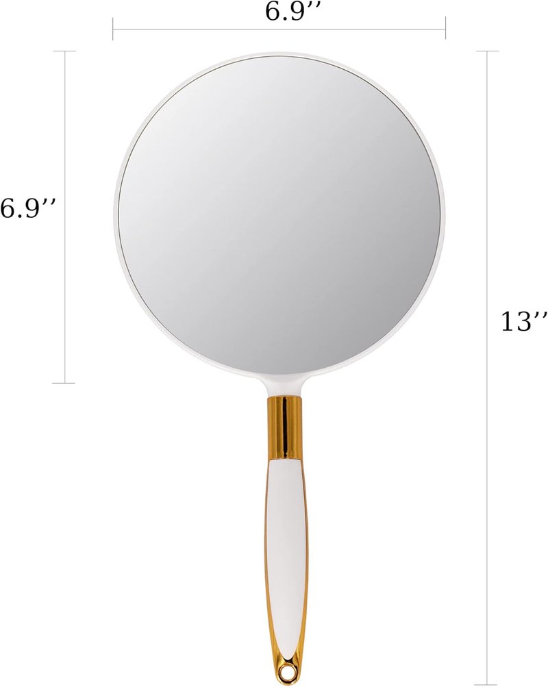 Handheld Mirror for Hairdressers | 6.9 x 13 Inch White Round Design