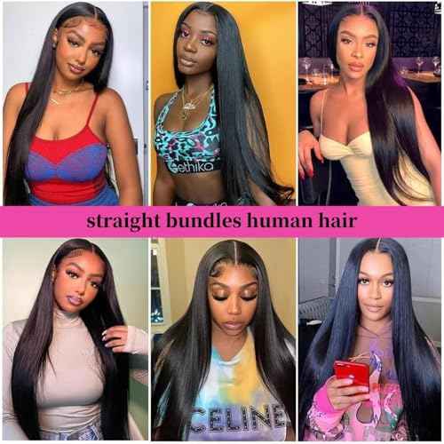 Straight Bundles Human Hair 22 24 26 Inch 300g/pack 12A Brazilian 3 3Bundles for Women Double Weft Black Color