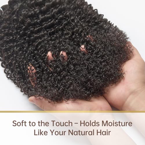 WEQUEEN Kinky Curly Human Hair Bundles Premium Virgin 100% Human Hair 3c/4a Curly Wave 14 Inch Single Bundle Natural Black