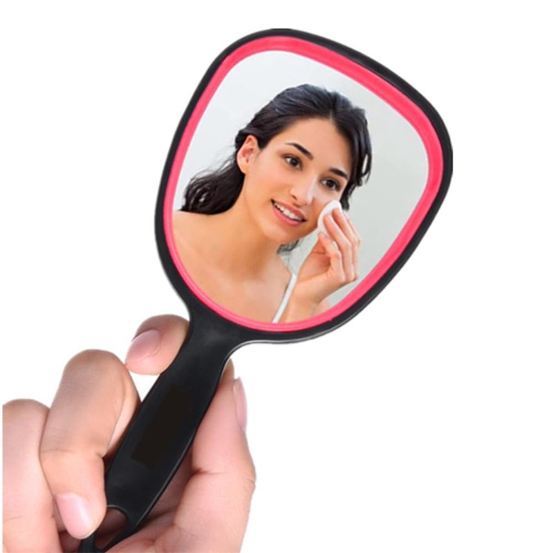 mpowtech Small Handheld Mirror with Handle for Women and Girls - Lightweight Hand Mirrors for Gift - Personal Handle Mirror for Makeup,Travel,Bathroom(6.11" x 2.95'')