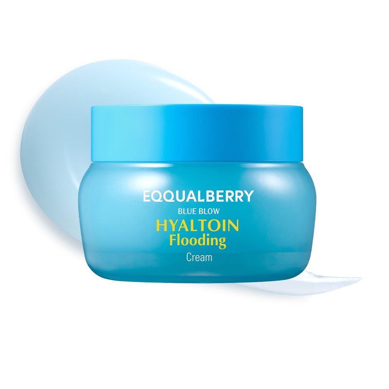 EQQUALBERRY HYALTOIN Flooding Cream - 5% Hyaluronic Acid & Ectoin, 10% Glacier Water | Cooling Gel Moisturizer for Hydration & Redness Relief | Korean Skincare (1.69 fl. oz / 50ml)