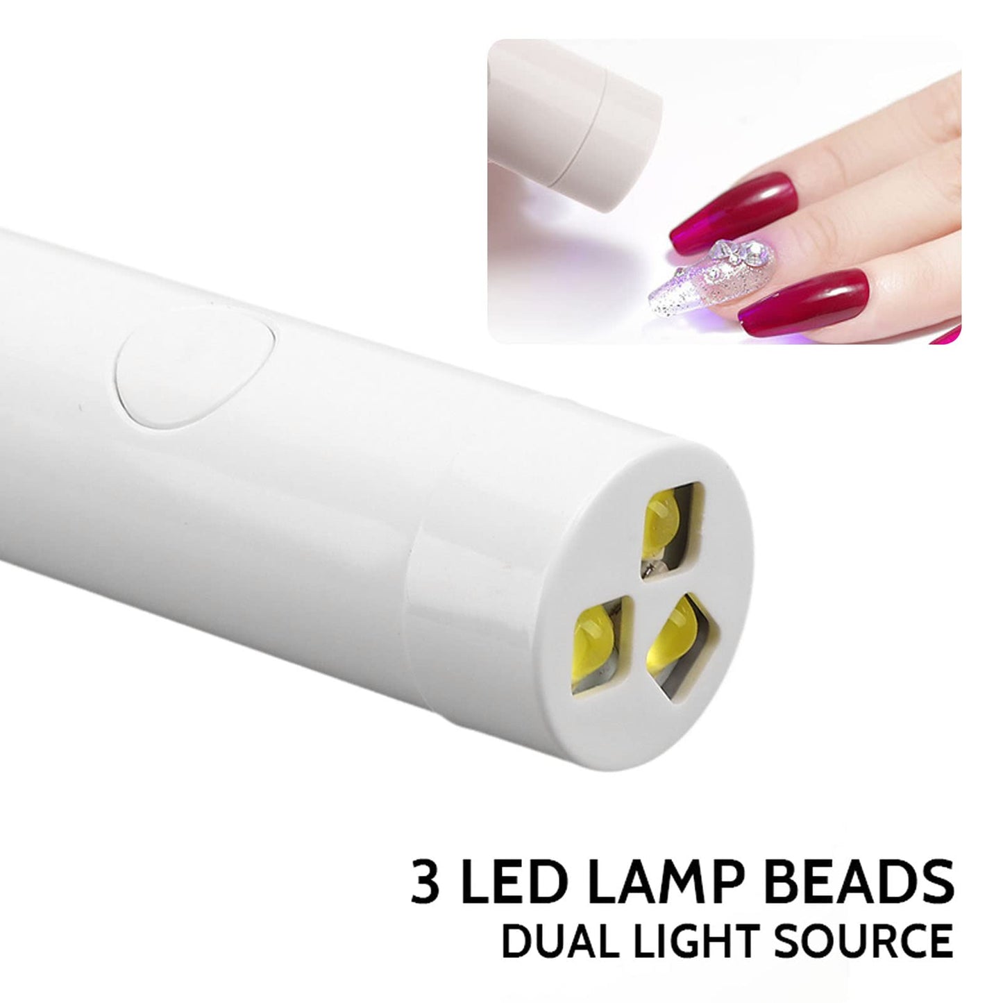 VBESTLIFE UV Gel Nail Lamp, 3W, 3 Led, Nail Dryer Pen Light, 60S Quick Drying, Mini Handheld UV Nail Light, 200mAh, White