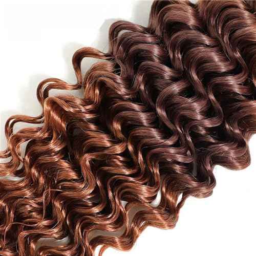 T1B/4/30 Brown Bundles Human Hair 24 26 28 Inch Ombre Bundle Deep Wave Human Hair Bundles Brown 3 Tone 3 Bundle Unprocessed Brazilian Virgin Quick Weave Hair for Black Women