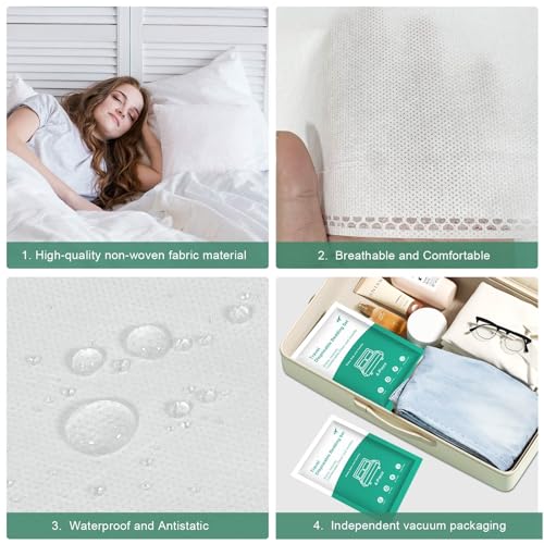 4 Pack Disposable Bed Sheets - Queen Size with Quilt Cover and Pillowcase, Travel Essentials for Hotel, Cruise