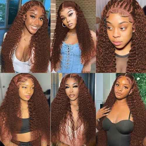 20 22 24 Inch Inch Human Hair Bundles Copper Red Brown 33 Color Jerry Curly Bundles Human Hair 12A Unprocessed Quick Weave for Black Women Soft Sewn In with Double Weft