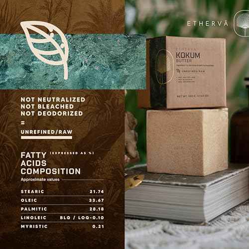 Raw Kokum Butter | Truly Raw Unrefined | Non-Deodorized & Unbleached | Strong Natural Scent | Hard Block | Wild Grown Organic | Bulk DIY Soap Making | Thickener for Skin, Body & Hair | 1.1 lb