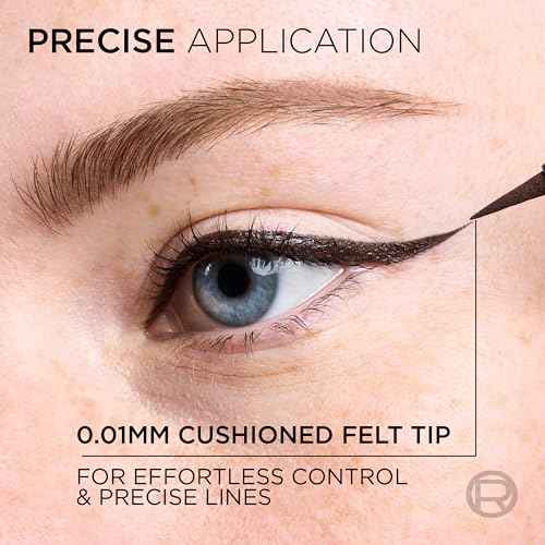 L'Oreal Paris Haute Precision Waterproof Liquid Eyeliner, Smudge-Proof Eye Liner with Micro-Tip, for up to 28HR Eye Makeup Wear, 020 Brown Leather