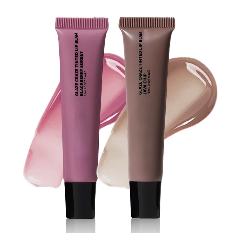 2Pcs Summer Lip Butter Lip Balm Glow Reviver Lip Gloss, Melting Lip Serum, Ultra-Hydrating Natural Vegan Lip Balm, Sheer-Tinted Shine & Hydration, Soothes & Softens Dry Lips (01+06)