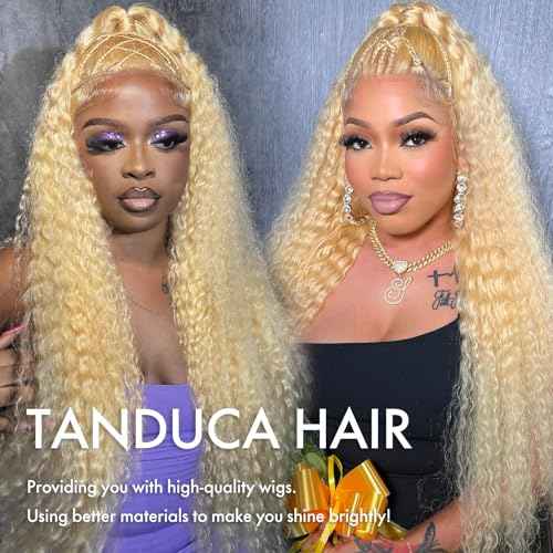 613 Lace Front Wig Human Hair 20 Inch 13x6 Blonde Wig Human Hair 613 Deep Wave HD Lace Frontal Wig 200% Density Long Blonde Curly Wig Water Wave 613 Wig Pre Plucked With Baby Hair for Women