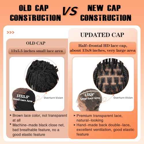 Brinbea Knotless Braided Wigs for Women Box Braid Wig Braided Lace Front Wigs 13X8 HD Lace Front Braided Wigs with Baby Hair Premium Synthetic Braid Wig Natural Long Black 36''