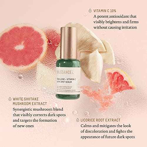 Biossance Squalane + Vitamin C Dark Spot Face Serum ? 10% Vitamin C Serum & White Shiitake ? Hydrating, Fragrance-Free, Non-Irritating, for Daily Use for All Skin Types