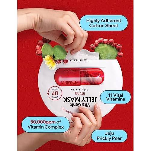 BANOBAGI Vita Genic Jelly Pore Tightening Face Masks Beauty w/Essence & 11 Vitamin Complex | Korean Face Mask Skin Care Sheet | Moisturizing Face Mask Facial Care for Oily Skin (1.8 fl oz, 10 Sheets)