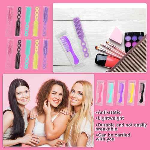 Hair Brush and Combs Bulk Individually Wrapped for Homeless,Disposable Hair Combs Bulk Hair Brushes Detangling Hairbrush for Women Shelter Nursing Hotel Church Charity Supplies300
