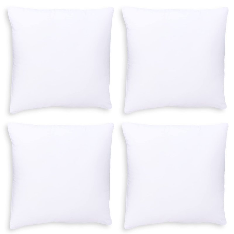 GOLD TEXTILES White Throw Pillows Insert (Pack of 4) - 18 x 18 Inches Polyester Sham Stuffer Throw Pillow - Lightweight Square Indoor Decorative Pillows - Bed and Cushion Couch Pillows