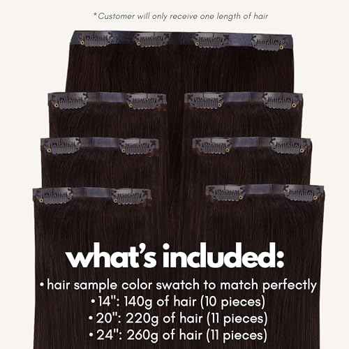 Irresistible Me Real Human Hair Extensions Clip Ins ? 100% Human Hair Clip In Extensions for Length & Volume ? Invisible Extension ? Heat Resistant & Dyeable ? Chocolate Brown, 14 Inches