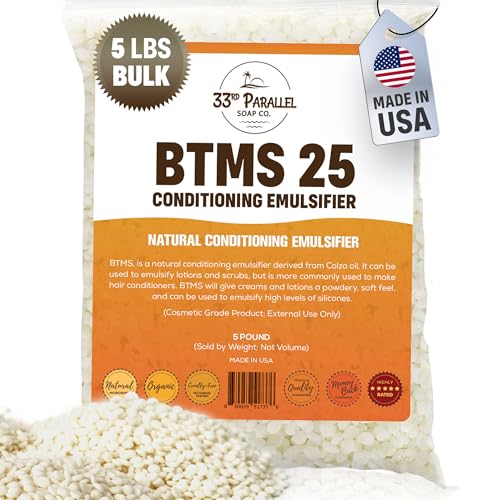33RD PARALLEL | BTMS 25 (5 lbs / 80 oz) Bulk Conditioning Emulsifier | Behentrimonium Methosulfate Cetearyl Alcohol Emulsifying Conditioner | (5 POUNDS)
