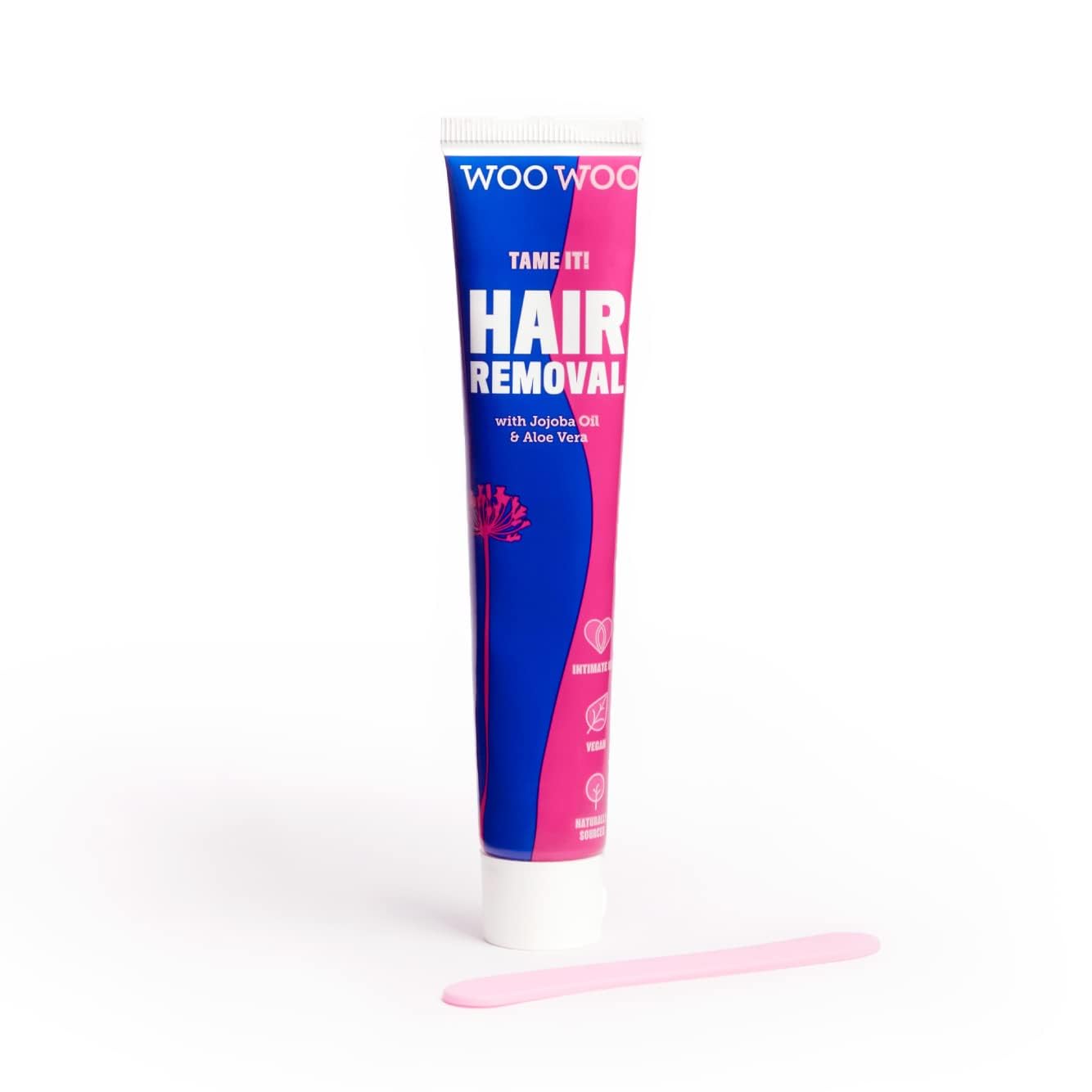 WooWoo Tame It! Natural Intimate Hair Removal Cream - Painless Vegan Hair Remover For Sensitive Skin - Depilatory For Genitals, Bikini, Legs & Bum - Women In-Shower Cream With Aloe Vera - 50ml