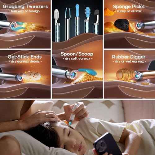 Bebird Home 30S Ear Wax Removal, Smart Ear Care System Cleaner Kit, Wireless Scope Silicone Flex Earscope Camera, UVC LED Light, Visual Wax Cleaning Dropper, Wax Removal Tweezer Tool Adult/Kids