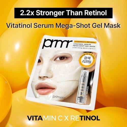 Primera PRMR Vitatinol Serum Gel Mask | Overnight Melting Masks, for Collagen Synthesis with Vitamin C & Retinol, Immediate Pore Tightening, Firming and Hydrating 34g x 4EA