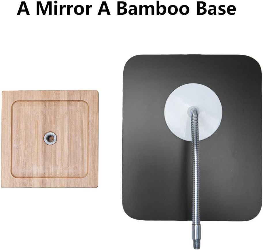 YEAKE 8" Large Flexible Gooseneck Bamboo Vanity Makeup Mirror - 360° Rotation, Portable Folding Design
