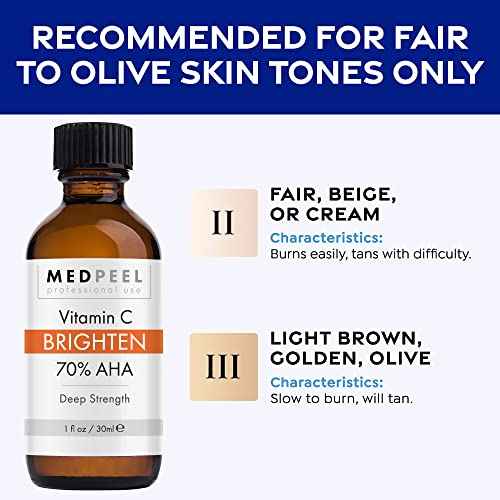Medpeel 70% AHA & Vitamin C Brightening Essential Peel Kit, Includes Peel, Prep, Neutralizer, Deep Strength Professional Grade Chemical Face Peel, Reduces Age Spots, 1oz/30ml (Kit of 3)