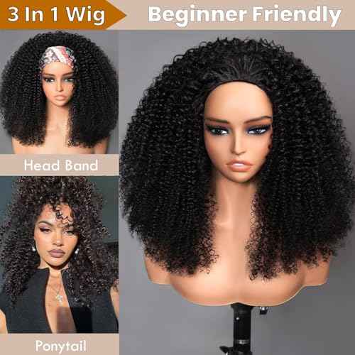 LESLY 26 Inch Kinky Curly Half Wig Human Hair 200 Dnsity 3 IN 1 Half Wig Seamless Clip Ins Flip Over Drawstring Glueless Wigs Beginner FriendlyHeadband Wig For Women.