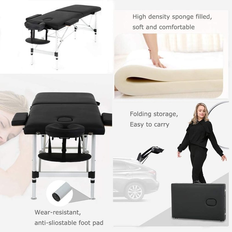 Aluminium Massage Table - Portable Height Adjustable Spa Bed | 24-Inch Wide, Non-Woven Carry Bag for Facial & Tattoo Care