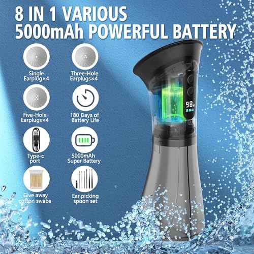 Upgraded Ear Wax Removal, Ear Cleaner with LED Display & Dual Tank,IPX7 Effective & Safe Ear Cleaning Kit Includes 19 Tips, Cotton Swabs for Home