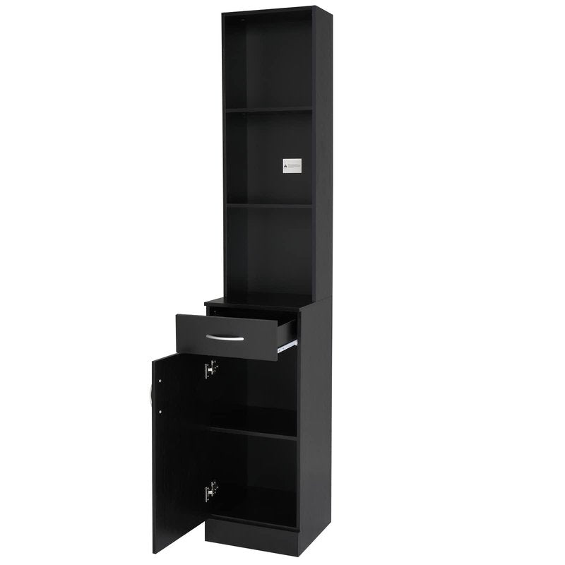 mefeir Salon Station, Barber Hair Stylist Storage Cabinet with Drawer, 5 Compartments & Shelf, Durable MDF, Organizer Equipment for Beauty Salon, Barbershop, Black