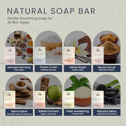 8 Pcs Men Natural Handmade Body Soaps 5 OZ Pack Set Rugged Essence Long lasting Fragrance Luxurious Scents with Natural Ingredients ? Sulfate & Paraben Free, Vegan Soaps